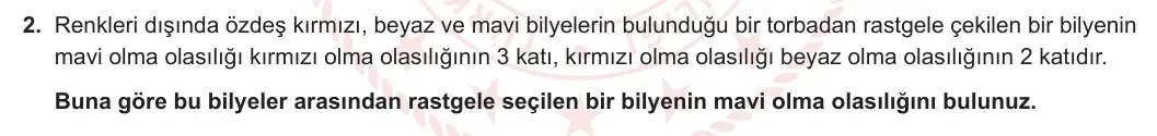 10. Sınıf Matematik 2023-2024 1. Dönem 2. Yazılı 1. Bölüm 2. Soru görseli