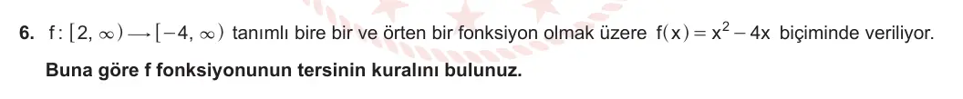10. Sınıf Matematik 2023-2024 1. Dönem 2. Yazılı 3. Bölüm 6. Soru görseli (1/2)