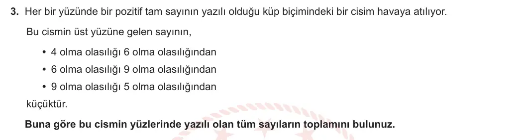 10. Sınıf Matematik 2023-2024 1. Dönem 2. Yazılı 4. Bölüm 3. Soru görseli