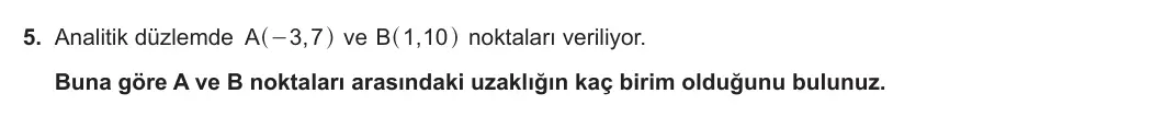 11. Sınıf Matematik 2023-2024 1. Dönem 2. Yazılı 1. Bölüm 5. Soru görseli