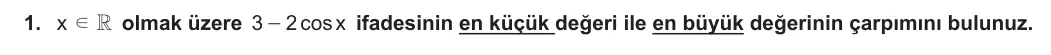 11. Sınıf Matematik 2023-2024 1. Dönem 2. Yazılı 2. Bölüm 1. Soru görseli