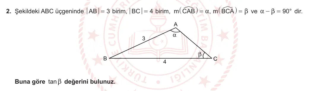 11. Sınıf Matematik 2023-2024 1. Dönem 2. Yazılı 2. Bölüm 2. Soru görseli