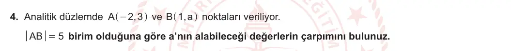 11. Sınıf Matematik 2023-2024 1. Dönem 2. Yazılı 3. Bölüm 4. Soru görseli
