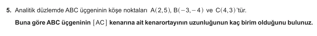 11. Sınıf Matematik 2023-2024 1. Dönem 2. Yazılı 3. Bölüm 5. Soru görseli (1/2)