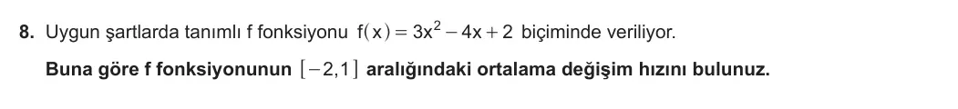 11. Sınıf Matematik 2023-2024 1. Dönem 2. Yazılı 3. Bölüm 8. Soru görseli (1/2)