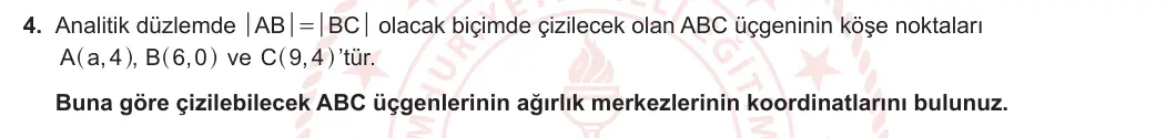 11. Sınıf Matematik 2023-2024 1. Dönem 2. Yazılı 4. Bölüm 4. Soru görseli