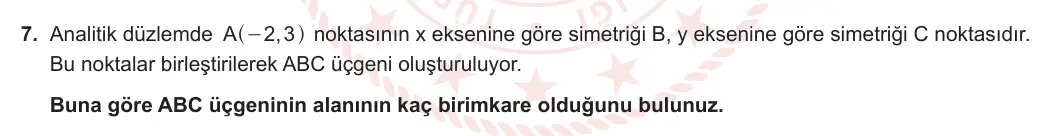 12. Sınıf Matematik 2023-2024 1. Dönem 2. Yazılı 2. Bölüm 7. Soru görseli (1/2)