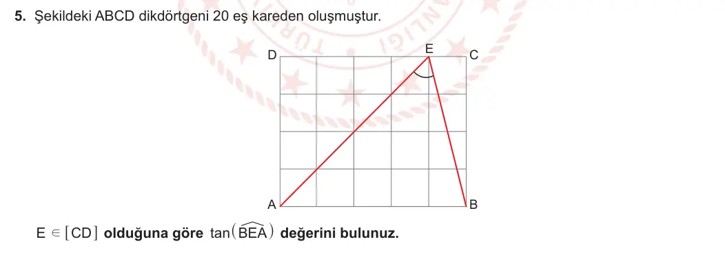 12. Sınıf Matematik 2023-2024 1. Dönem 2. Yazılı 3. Bölüm 5. Soru görseli