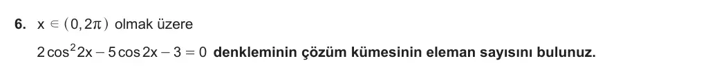 12. Sınıf Matematik 2023-2024 1. Dönem 2. Yazılı 4. Bölüm 6. Soru görseli