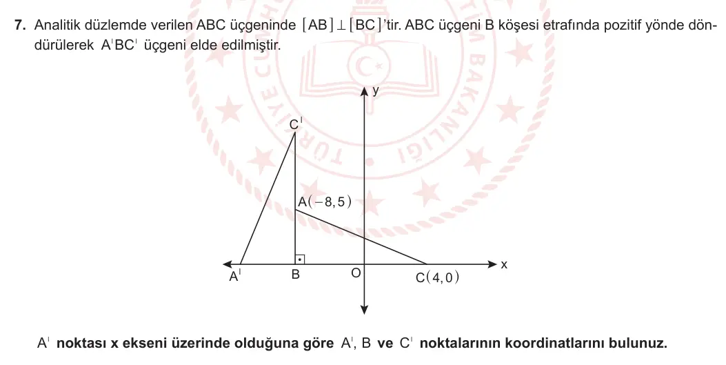 12. Sınıf Matematik 2023-2024 1. Dönem 2. Yazılı 4. Bölüm 7. Soru görseli