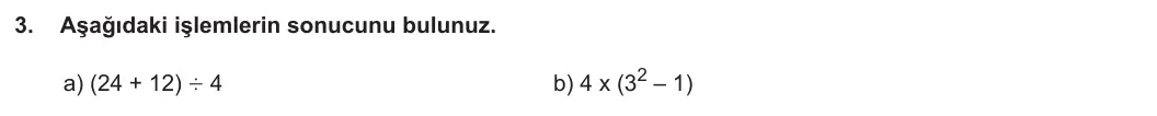 5. Sınıf Matematik 2023-2024 1. Dönem 2. Yazılı 1. Bölüm 3. Soru görseli