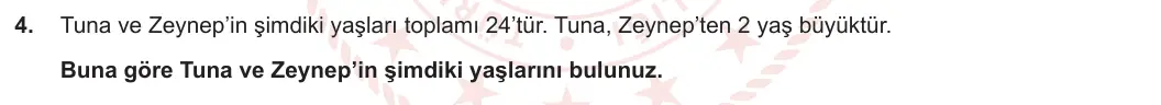 5. Sınıf Matematik 2023-2024 1. Dönem 2. Yazılı 1. Bölüm 4. Soru görseli