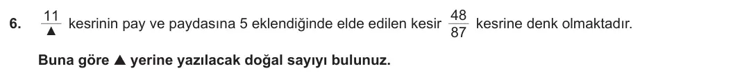 5. Sınıf Matematik 2023-2024 1. Dönem 2. Yazılı 1. Bölüm 6. Soru görseli