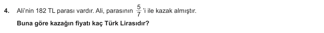 5. Sınıf Matematik 2023-2024 1. Dönem 2. Yazılı 2. Bölüm 4. Soru görseli