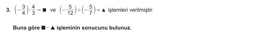 7. Sınıf Matematik 2023-2024 1. Dönem 2. Yazılı 1. Bölüm 3. Soru görseli