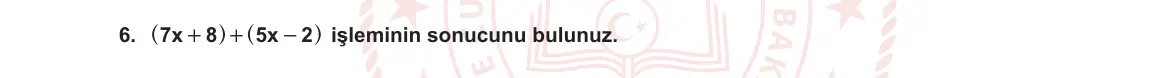 7. Sınıf Matematik 2023-2024 1. Dönem 2. Yazılı 1. Bölüm 6. Soru görseli