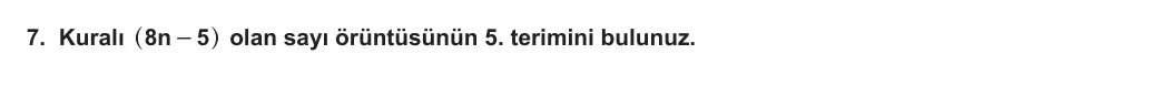 7. Sınıf Matematik 2023-2024 1. Dönem 2. Yazılı 1. Bölüm 7. Soru görseli