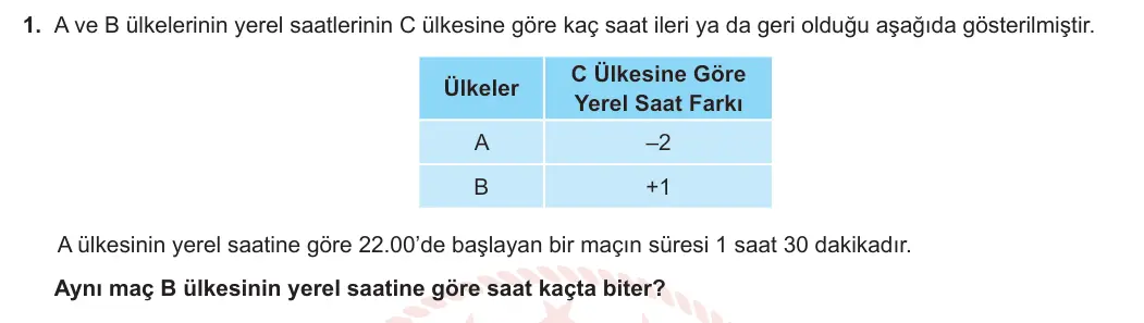 7. Sınıf Matematik 2023-2024 1. Dönem 2. Yazılı 2. Bölüm 1. Soru görseli
