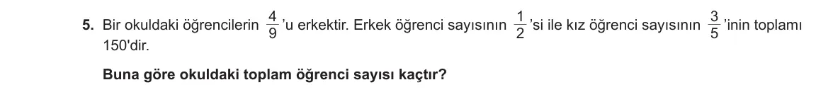 7. Sınıf Matematik 2023-2024 1. Dönem 2. Yazılı 2. Bölüm 5. Soru görseli