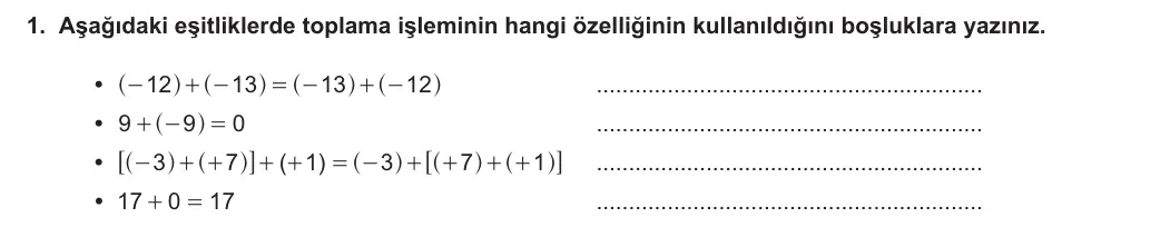 7. Sınıf Matematik 2023-2024 1. Dönem 2. Yazılı 3. Bölüm 1. Soru görseli