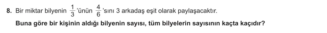 7. Sınıf Matematik 2023-2024 1. Dönem 2. Yazılı 3. Bölüm 8. Soru görseli
