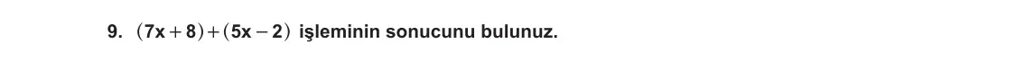 7. Sınıf Matematik 2023-2024 1. Dönem 2. Yazılı 3. Bölüm 9. Soru görseli