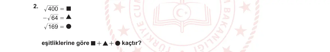 8. Sınıf Matematik 2023-2024 1. Dönem 2. Yazılı 1. Bölüm 2. Soru görseli
