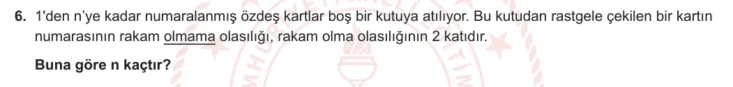 8. Sınıf Matematik 2023-2024 1. Dönem 2. Yazılı 2. Bölüm 6. Soru görseli
