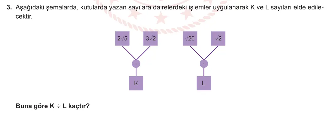 8. Sınıf Matematik 2023-2024 1. Dönem 2. Yazılı 3. Bölüm 3. Soru görseli
