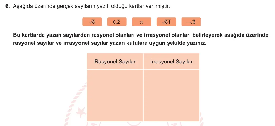 8. Sınıf Matematik 2023-2024 1. Dönem 2. Yazılı 3. Bölüm 6. Soru görseli