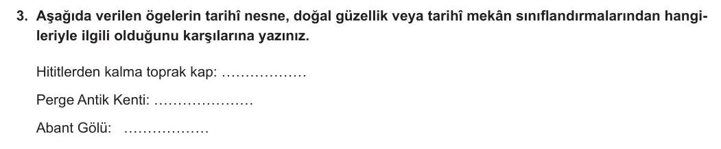 5. Sınıf Sosyal Bilgiler 2023-2024 1. Dönem 2. Yazılı 1. Bölüm 3. Soru görseli