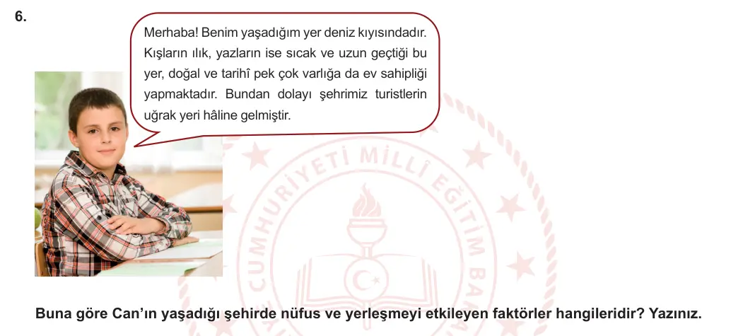 5. Sınıf Sosyal Bilgiler 2023-2024 1. Dönem 2. Yazılı 1. Bölüm 6. Soru görseli