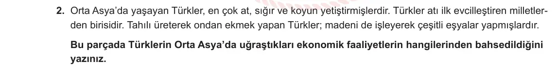6. Sınıf Sosyal Bilgiler 2023-2024 1. Dönem 2. Yazılı 1. Bölüm 2. Soru görseli