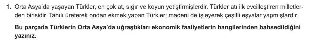 6. Sınıf Sosyal Bilgiler 2023-2024 1. Dönem 2. Yazılı 2. Bölüm 1. Soru görseli