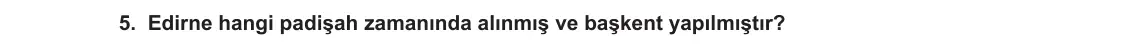 7. Sınıf Sosyal Bilgiler 2023-2024 1. Dönem 2. Yazılı 2. Bölüm 5. Soru görseli