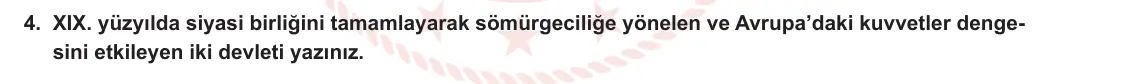8. Sınıf T.C. İnkılap Tarihi ve Atatürkçülük 2023-2024 1. Dönem 2. Yazılı 1. Bölüm 4. Soru görseli