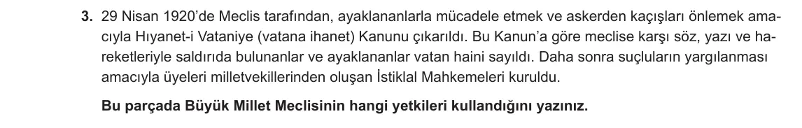 8. Sınıf T.C. İnkılap Tarihi ve Atatürkçülük 2023-2024 1. Dönem 2. Yazılı 2. Bölüm 3. Soru görseli