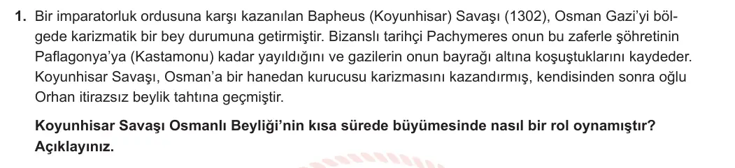 10. Sınıf Tarih 2023-2024 1. Dönem 2. Yazılı 1. Bölüm 1. Soru görseli