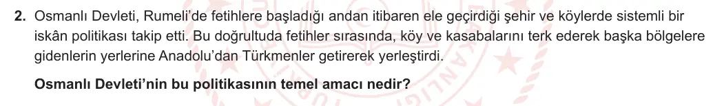 10. Sınıf Tarih 2023-2024 1. Dönem 2. Yazılı 1. Bölüm 2. Soru görseli