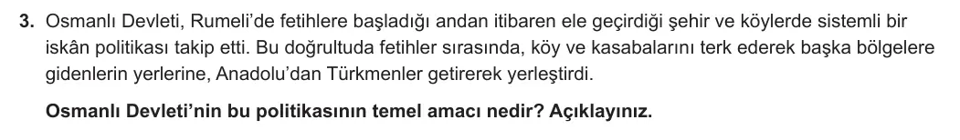 10. Sınıf Tarih 2023-2024 1. Dönem 2. Yazılı 2. Bölüm 3. Soru görseli