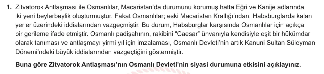 11. Sınıf Tarih 2023-2024 1. Dönem 2. Yazılı 1. Bölüm 1. Soru görseli