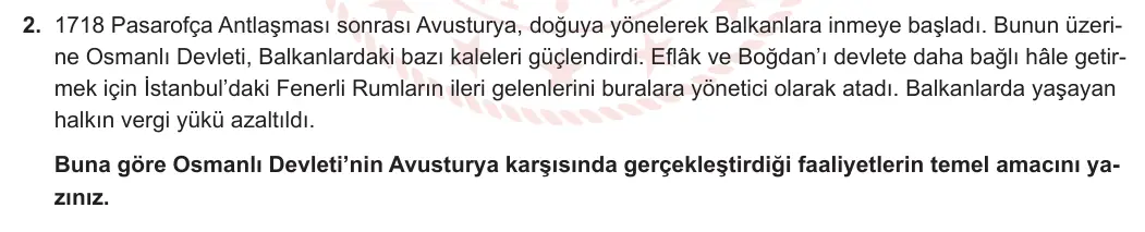 11. Sınıf Tarih 2023-2024 1. Dönem 2. Yazılı 1. Bölüm 2. Soru görseli