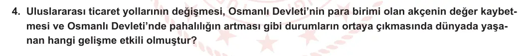11. Sınıf Tarih 2023-2024 1. Dönem 2. Yazılı 1. Bölüm 4. Soru görseli