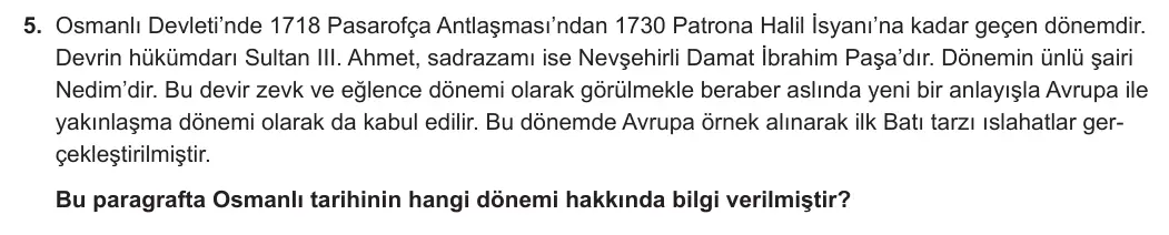 11. Sınıf Tarih 2023-2024 1. Dönem 2. Yazılı 1. Bölüm 5. Soru görseli