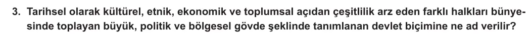 9. Sınıf Tarih 2023-2024 1. Dönem 2. Yazılı 2. Bölüm 3. Soru görseli