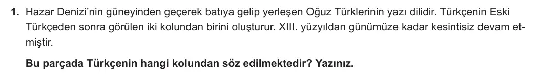 10. Sınıf Türk Dili ve Edebiyatı 2023-2024 1. Dönem 2. Yazılı 2. Bölüm 1. Soru görseli