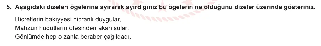 11. Sınıf Türk Dili ve Edebiyatı 2023-2024 1. Dönem 2. Yazılı 1. Bölüm 5. Soru görseli