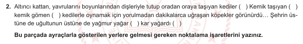 11. Sınıf Türk Dili ve Edebiyatı 2023-2024 1. Dönem 2. Yazılı 2. Bölüm 2. Soru görseli