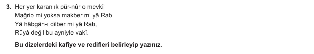 11. Sınıf Türk Dili ve Edebiyatı 2023-2024 1. Dönem 2. Yazılı 2. Bölüm 3. Soru görseli