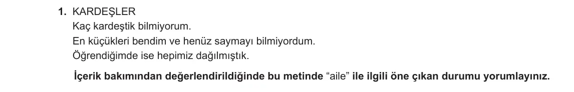 12. Sınıf Türk Dili ve Edebiyatı 2023-2024 1. Dönem 2. Yazılı 1. Bölüm 1. Soru görseli